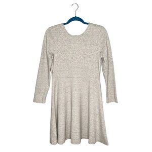 Lou & Grey Heather Oatmeal Gray Knit V Back Fit & Flare Dress